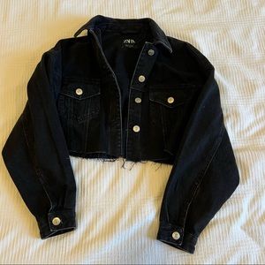 zara black denim jacket
